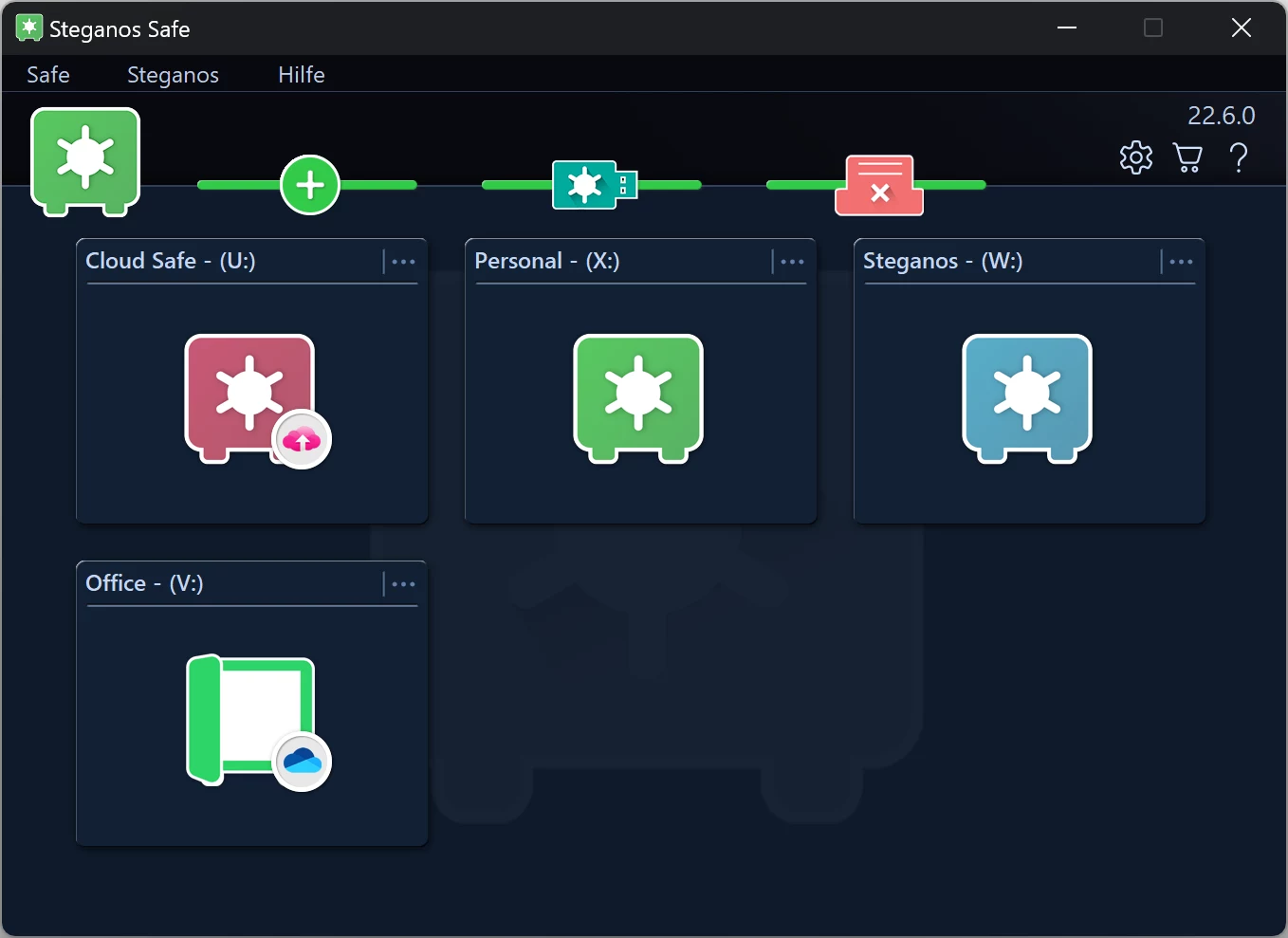 Steganos Data Safe в тёмной теме