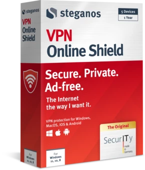 Steganos VPN Online Shield packaging — left view