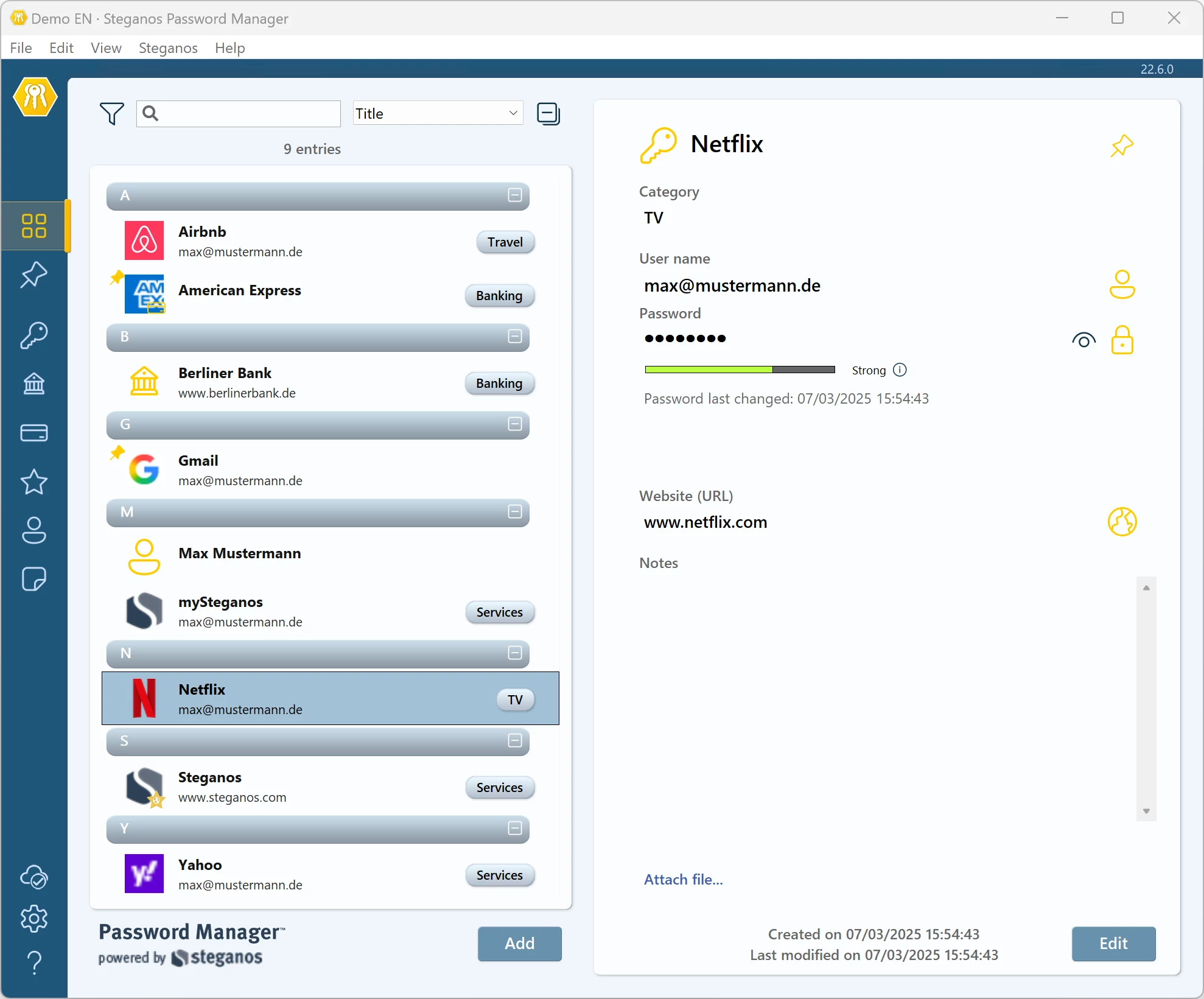 Steganos Password Manager в Windows