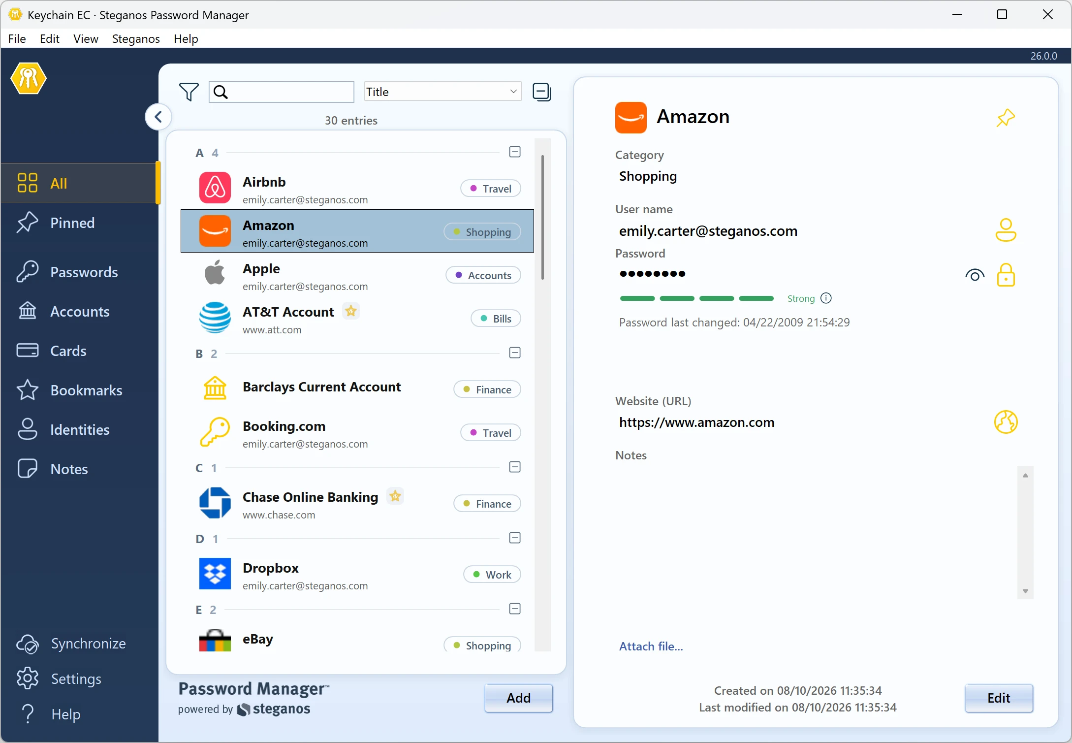 Steganos Password Manager в Windows